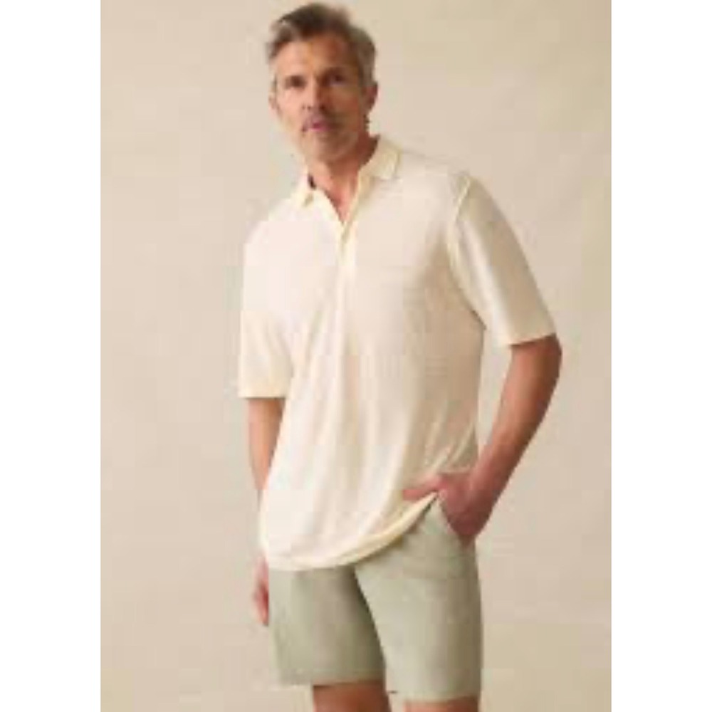 Men's Faherty Short-Sleeve Linen Polo size XL NWT Cream